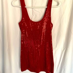 Express Red Sequin Tank Top-S